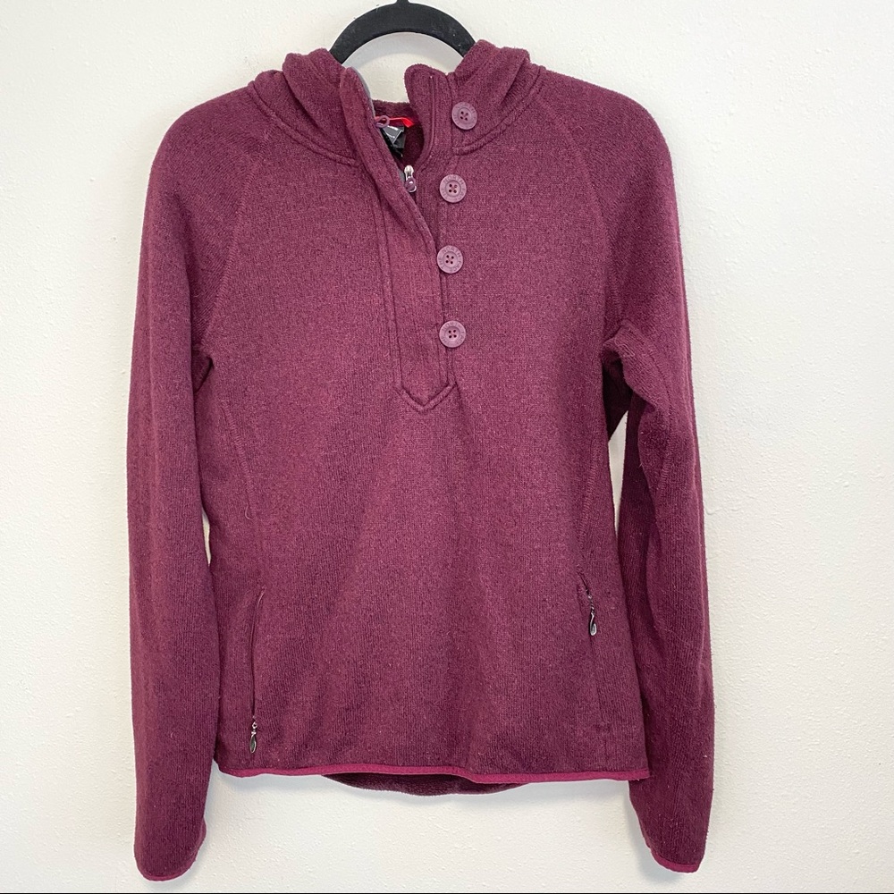 The North Face Fleece Crescent Quarter Zip Pullover Sweatshirt Buttons Size L
